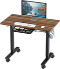 SHW Mobile Electric Height Adjustable Standing Desk w/Drawer, Black | 40" Wide Top | w/ Memory Presets and Cable Management | Drawer with adjustable compartments | Hanging Hooks by SHW