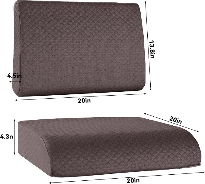 HOMBYS Extra Thick Recliner Chair Cushion with Lumbar Support Pillow for Elderly, 4.5" High Density Foam Seat Cushion, Breathable Fabric, 20"x20" Extra Large & Non-Slip for Recliner, Office,Coffee - Image 2