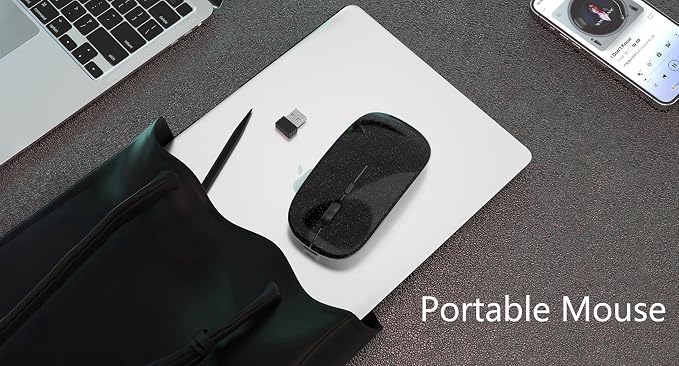 AIKOKOK Wireless Mouse, Bluetooth Mouse Rechargeable Dual Mode,Bright Black | Bluetooth 5.2 & 2.4G USB Receiver, 3 Adjustable DPI, Slim, Silent, Portable Computer Mouse for Laptop, PC,MacBook,iPad,Tablet - Image 7