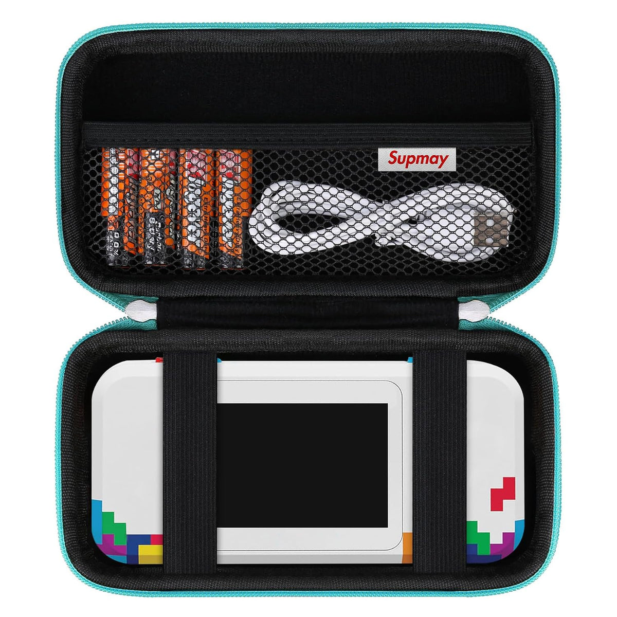Supmay Hard Travel Case for My Arcade Atari Pocket Player Pro, Portable Video Game System Handheld Game Protection Case with Mesh Pocket for Batteries and USB-C Cable, Green by Supmay