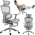 Mesh Ergonomic Office Chair with Footrest, Grey | High Back, Lumbar Support, Adjustable Headrest and Armrests, Gaming Chair,Home Office Desk Chair by hujusko