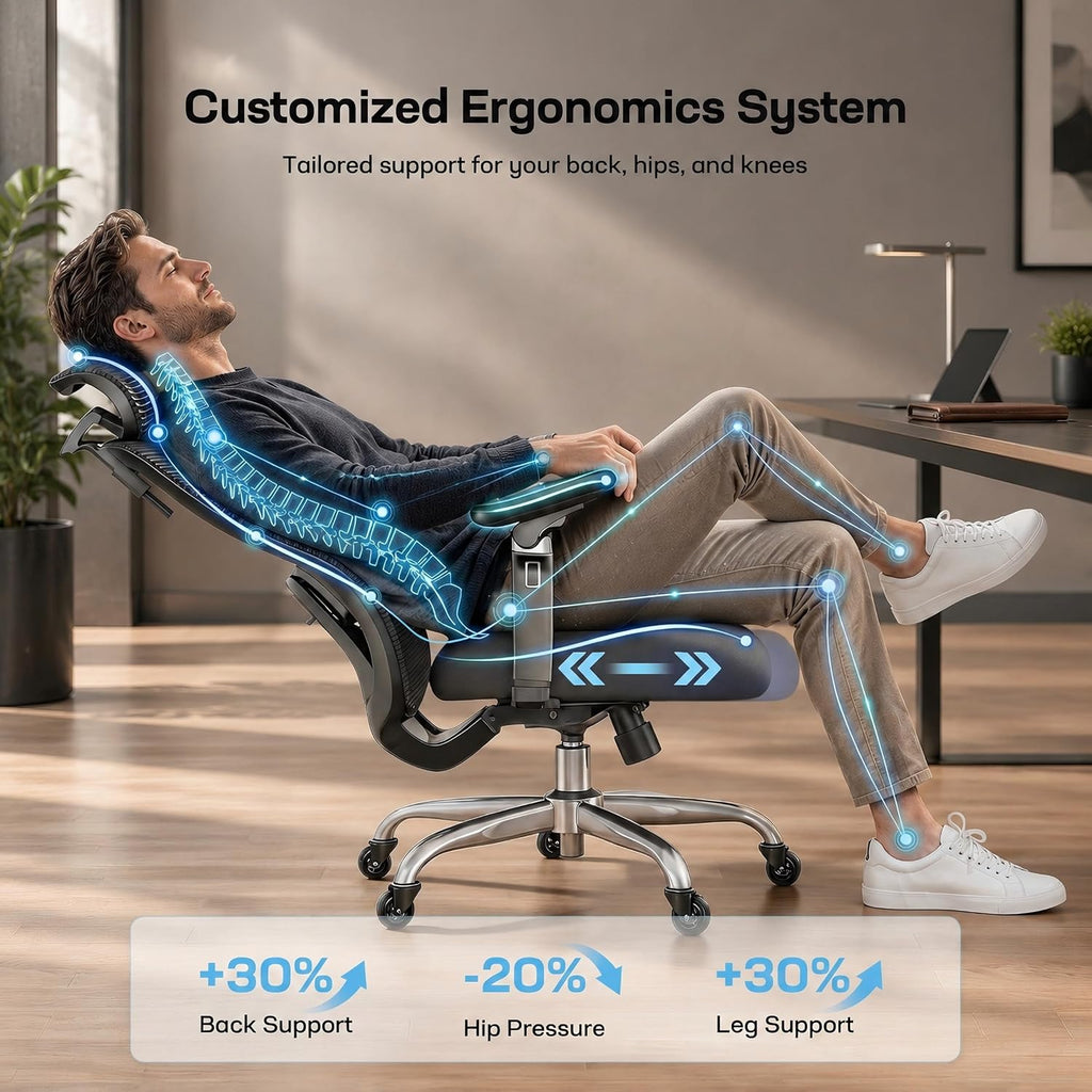Marsail Big and Tall Ergonomic Office Chair with 6D Armrests, 3D Adjustable Headrest, Sliding Seat, Lumbar Support, 4-Position Tilt Lock, Height Adjustable, 330 lbs Capacity - Image 7