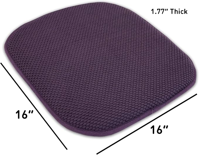 Sweet Home Collection Cushion Memory Foam Chair Pads Honeycomb Nonslip Back Seat Cover 16" x 16" 4 Pack Eggplant Purple - Image 4