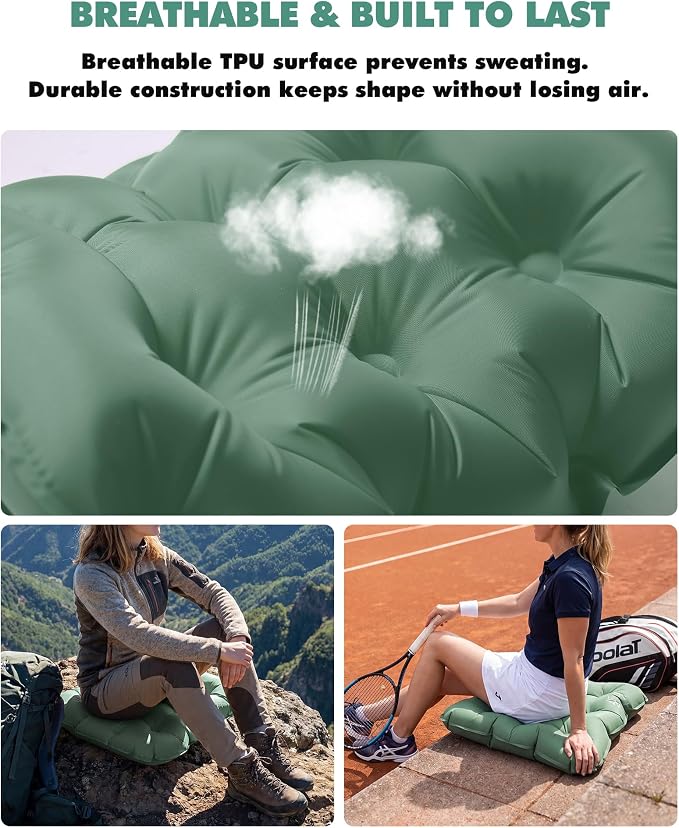 Inflatable Seat Cushion & Lumbar Support Lightweight TPU Non-Slip | 3D contoured, breathable, ideal for air travel, camping, hiking, office, stadium, long flights - Image 9