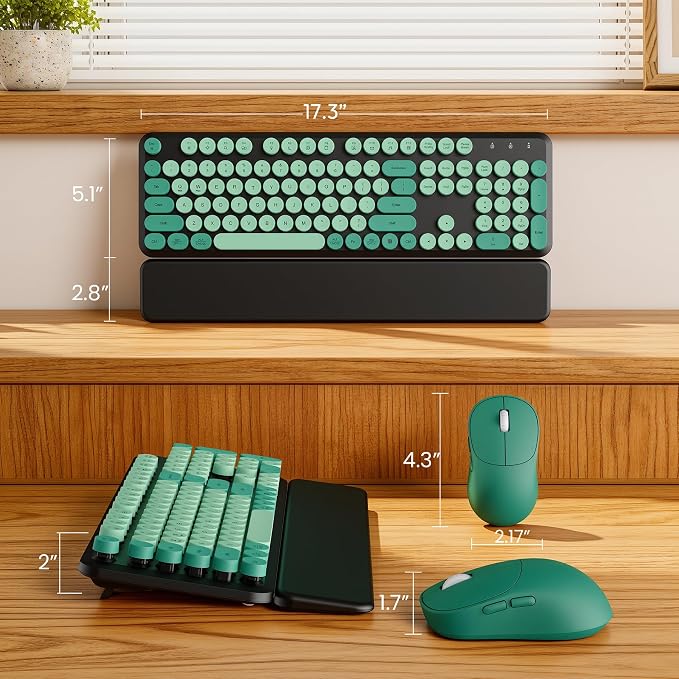 Wireless Keyboard and Mouse Combo, Cute Typewriter, Magnetic Wrist Rest | Full-Size, Round Keycaps, Smart Sleep Mode, 2.4GHz Stable Connection for Mac/Windows/PC, Office or Home, Trueque CK24 - Image 8
