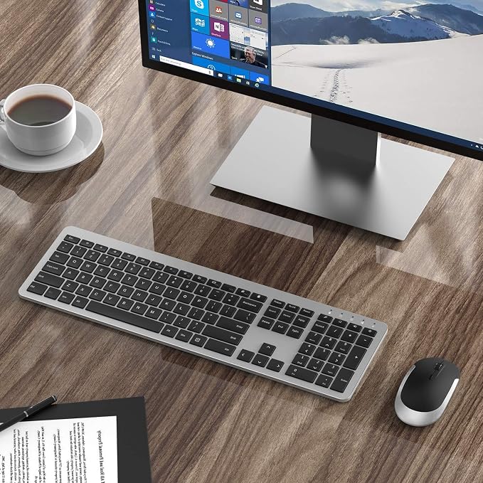 seenda Wireless Keyboard and Mouse Combo, Slim Full-Size Design | Quiet typing and mouse clicks, 2.4G USB receiver, Adjustable DPI mouse, Compatible for Windows PCs/laptops, Black and Silver - Image 8
