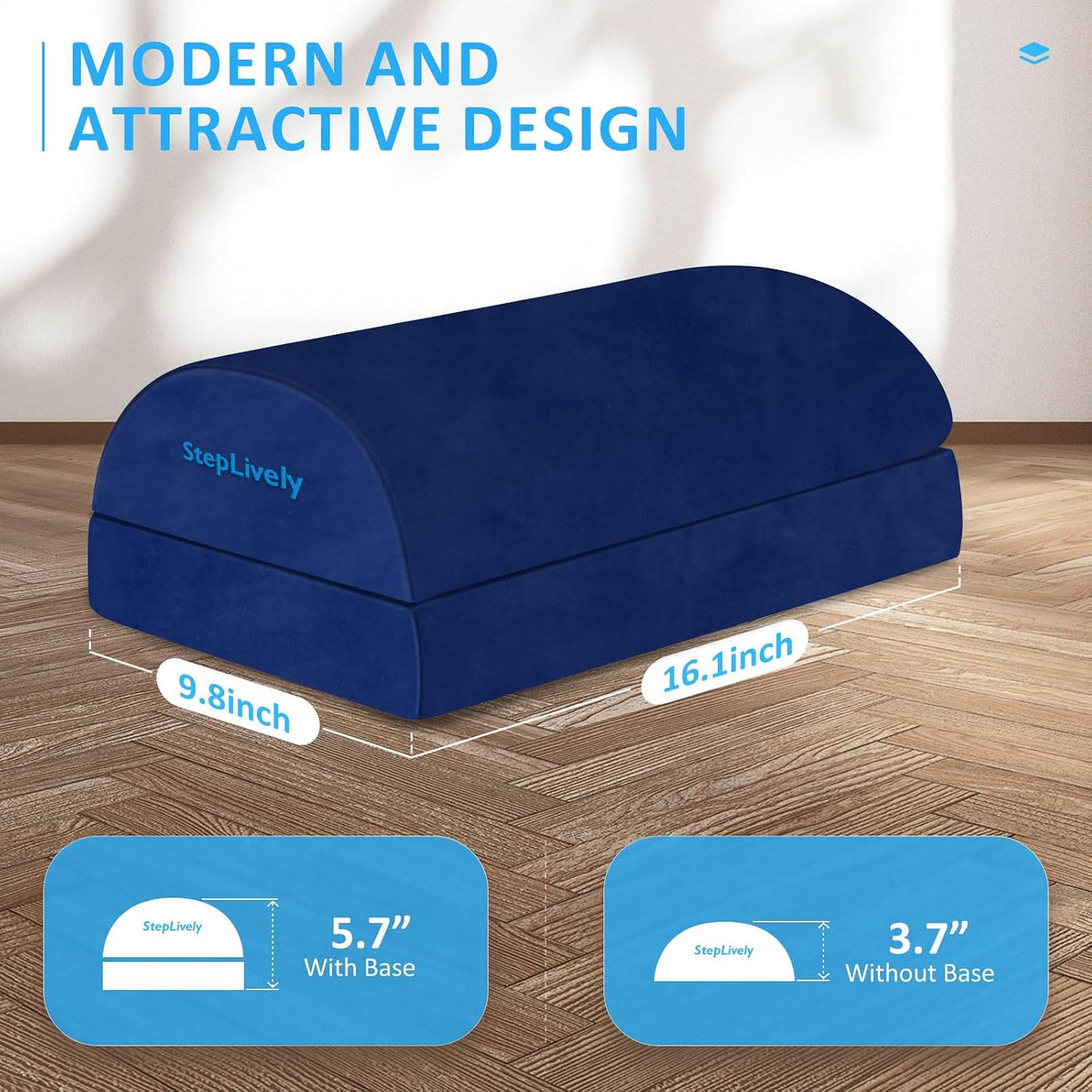 Foot Rest for Under Desk at Work, 2 Heights Foot Stool, Blue - Image 4