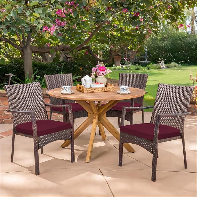HARBOREST Outdoor Chair Cushions Set of 4, Water Resistant Patio Chair Cushions with Ties, Outdoor Seat Cushions for Patio Furniture, 17"x16"x2", Burgundy - Image 7