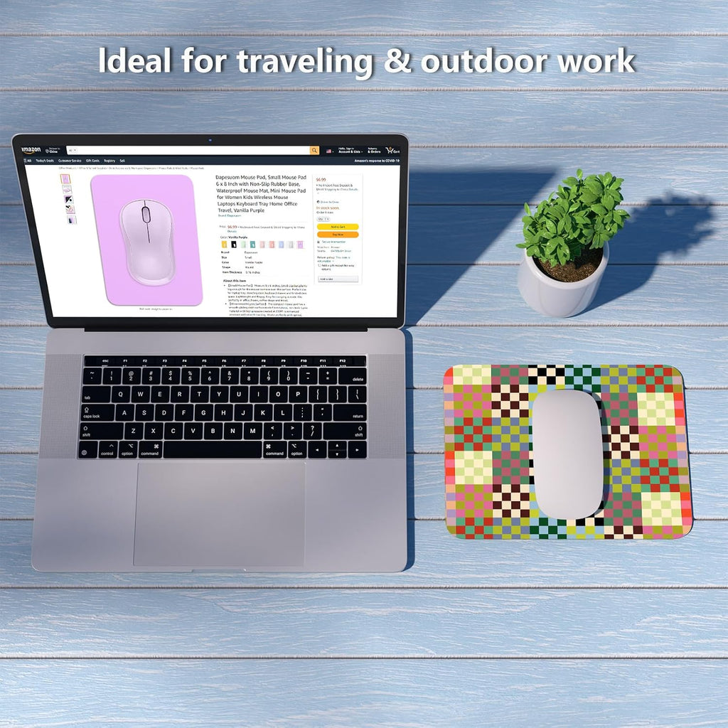 Small Mouse Pad, 6 x 8 Inch Thick Rubber Premium-Textured Non-Slip Portable & Washable Mini Mouse Mat for Women Men Wireless Laptops Keyboard Tray Gaming Work Office Travel,Vintage Multi - Image 7
