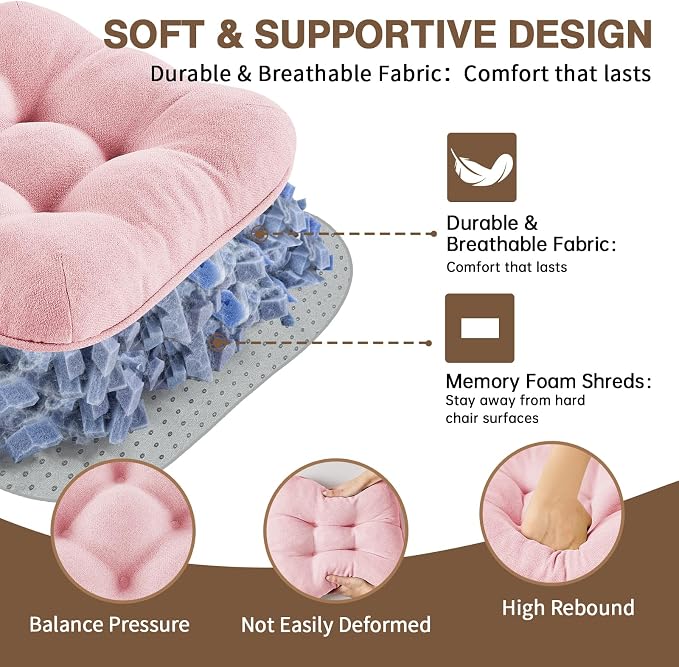 BETU Pink Chair Cushions for Dining Chairs Set of 4,3.5" Thick Kitchen Table Chair Pads with Ties,Non Slip Backing and Covers, Seat Cushion for Dining Room,Bar,Patio Chairs,15.5"X15.5"X3.5",Pink - Image 8