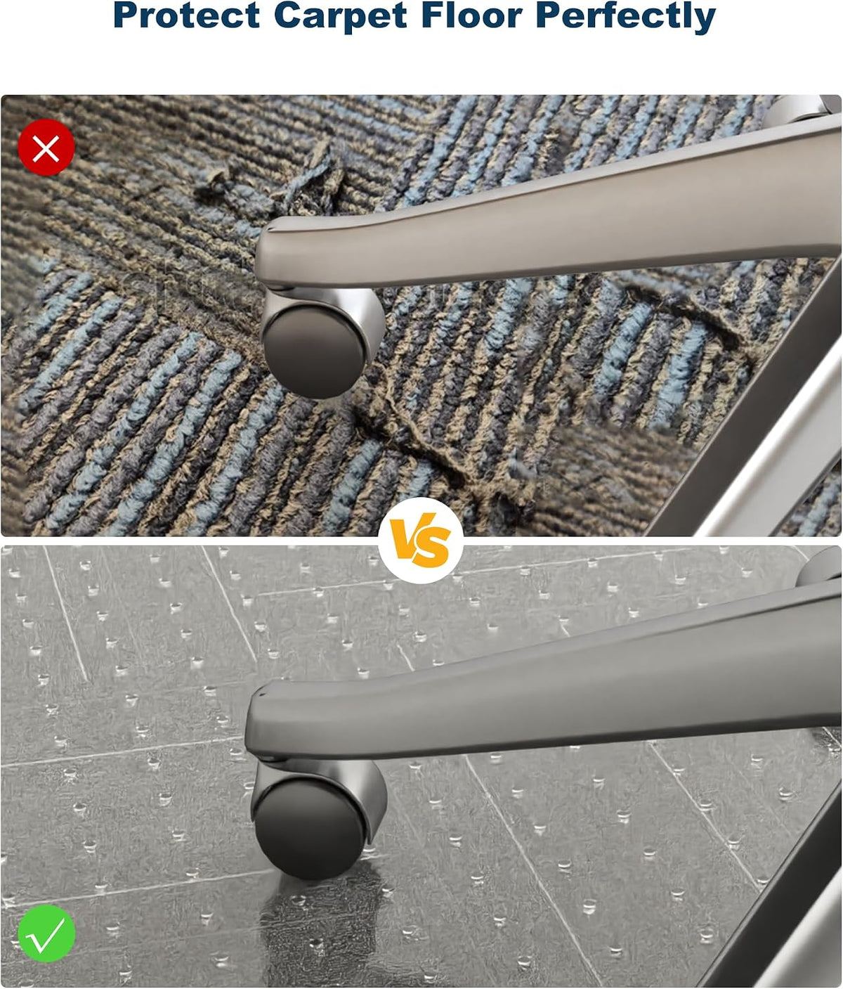 46"x 60" Clear Office Chair Mat for Carpet, Plastic Desk Chair Mat - Image 2