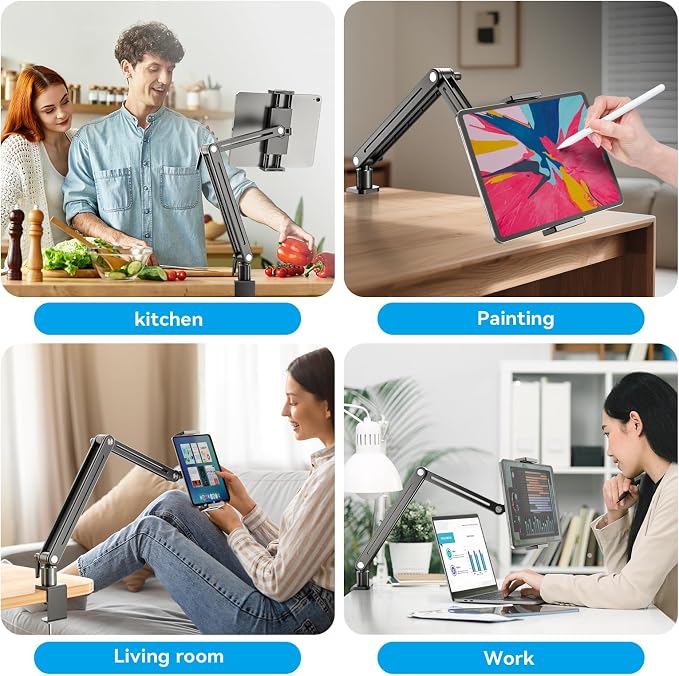 Jakeko 15.6" Portable Monitor Stand Tablet Arm Mount Holder Built-in Wrench | Tool-Free Hand Knobs,Aluminum,60-Second Setup,Tablet iPad Ready,All-Metal Joint,Zero Wobble - Image 7
