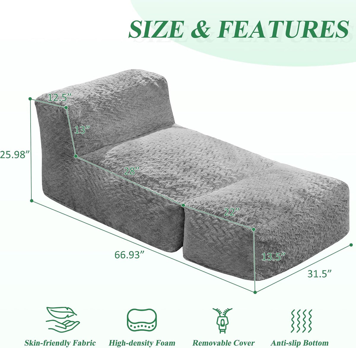 Hobestluk Large Bean Bag Chairs for Adults Giant BeanBag Couch Lounger - Image 2