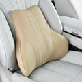 Coverado Lumbar Support Pillow for Car, Ergonomic Memory Foam Back Pillow for Office Chair, Back Cushion for Back Pain Relief, PU Leather Car Lumbar Support for Driving Seat - Beige by COVERADOAUTO