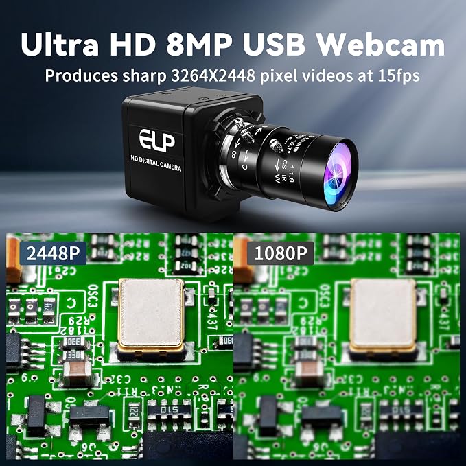 Magnolia 8MP USB Webcam, Industrial Camera for Linux/Windows/Raspberry Pi | 10X Varifocal Optical Zoom Lens (CS 5-50mm) - Image 2