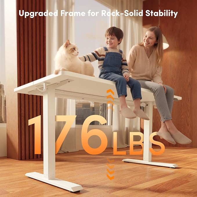 FEZIBO Standing Desk 40 × 24 Inch Electric Height Adjustable, White | Sit and Stand Up Adjustable Desk, Home Office Computer Desk with 3 Customizable Memory Presets - Image 4