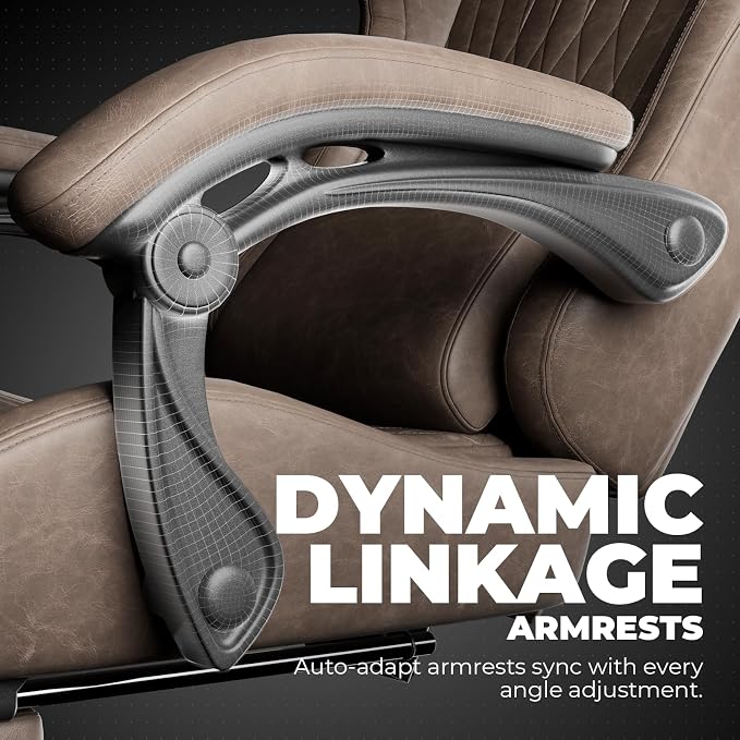 GTPLAYER Gaming Chair, Video Game Chairs with Footrest, PC Gamer Chairs for Adults - Padded High Back Ergonomic Reclining Silla Gamer, Linkage Armrest, Ace Pro, Light Brown - Image 6