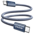 LISEN 240W Short USB C to USB C Cable (1.5FT/ 2 Pack/Midnight) | USBC Cable for iPhone 17/16/15 Pro Max, iPad Pro/Air, MacBook Pro/Air, Samsung Galaxy S26/S25 Ultra, Power Bank by Lisen