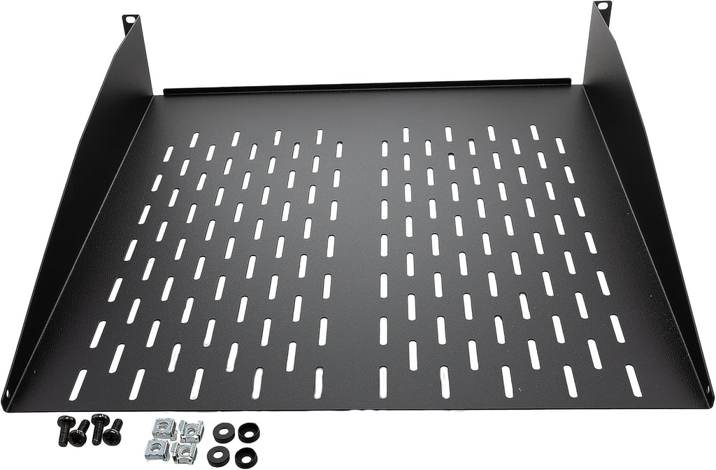 Navepoint 2U 19-Inch Universal Vented Rack Mount Cantilever Server Cabinet Shelf 18-Inches Deep with Lip Black - Image 2