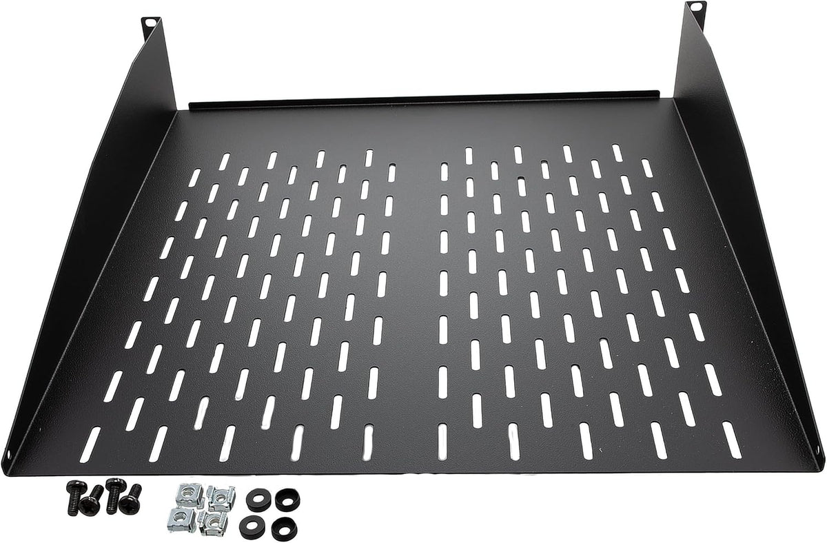 Navepoint 2U 19-Inch Universal Vented Rack Mount Cantilever Server Cabinet Shelf 18-Inches Deep with Lip Black - Image 2
