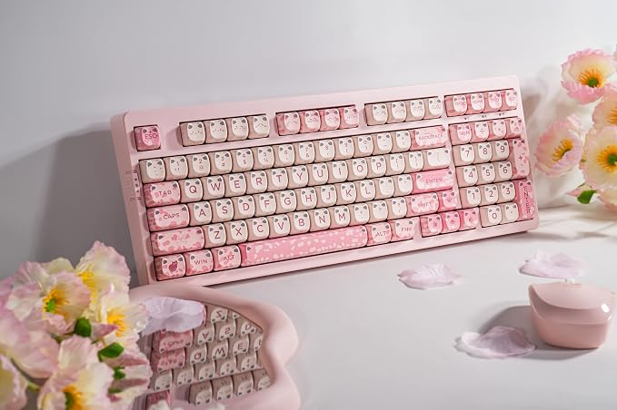 ZORNHER ZH980 Cat Mechanical Keyboard,95% Pink Creamy Keyboard with Number Pad,Cute Kawaii Mao Glowing Kitty Ear Keycaps,Creamy Sounding Linear Switches,Hot-Swappable,RGB Backlit - Image 5