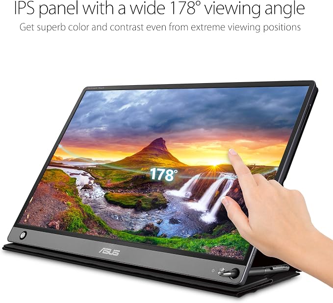 ASUS ZenScreen Touch Screen 15.6” 1080P Portable USB (MB16AMT) - Full HD (1920 x 1080), IPS, Anti-Glare, Built-in Battery, Speakers, Eye Care, USB Type-C, Micro HDMI, Smart Case, 3-Year Warranty - Image 7