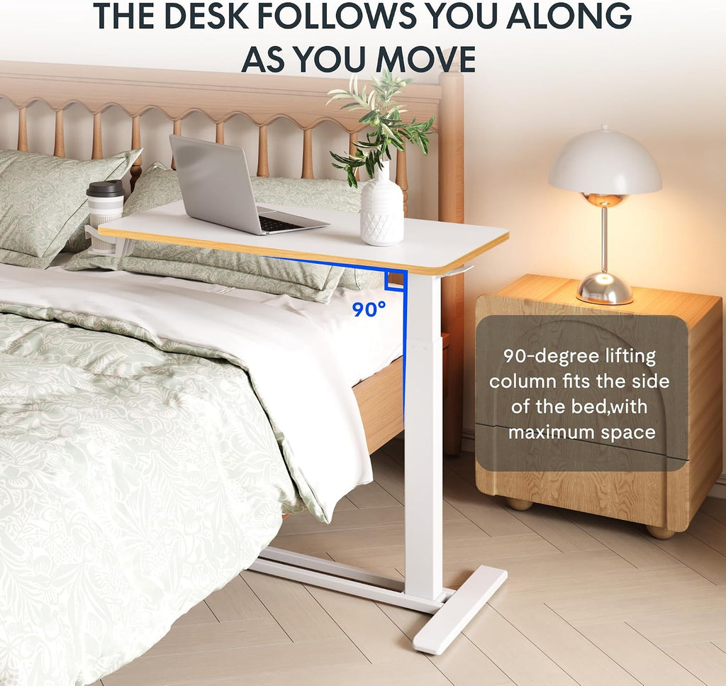 FLEXISPOT H7 32" Pneumatic Height-Adjustable Overbed Table with Wheels - Image 4