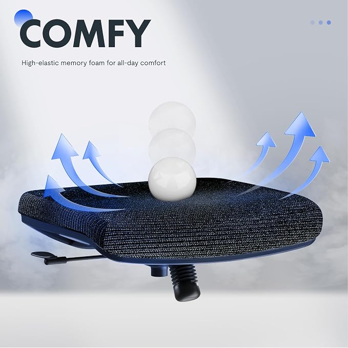 FLEXISPOT OC3 Cloud Ergonomic Office Chair High Back Mesh Swivel Computer Chair Executive Office Desk Chairs with Adjustable Lumbar Support/2D Headrest/Lockable Backrest, Foam Seat Cushion, Black - Image 4