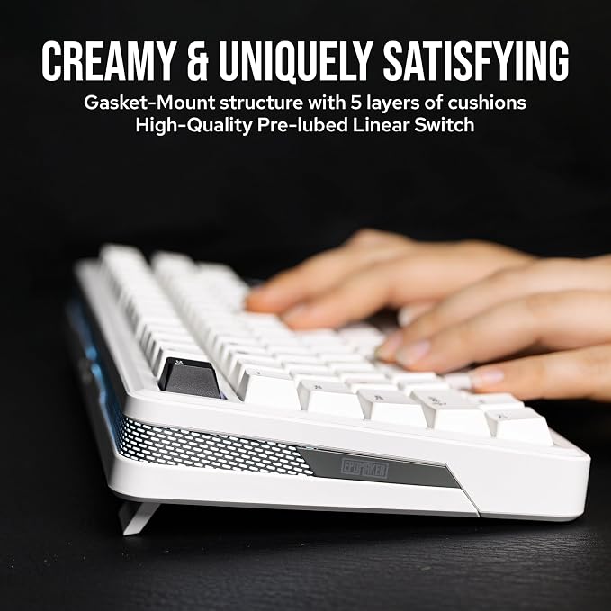 EPOMAKER TH85 QMK/VIA Wireless Gaming Keyboard, BT5.0/2.4GHz/USB-C | Hot-Swap Pre-lubed Custom Milk Blue Tactile Switches, Gasket Creamy Keyboard for PC/Mac/Office/Gaming (White) - Image 8