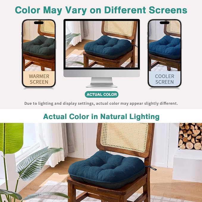 BETU Chair Cushions for Dining Chairs Set of 6,Kitchen Table Chair Pads with Ties,Non Slip Backing and Covers, Seat Cushion for Dining Room,Bar,Patio Chairs,15.5"X15.5"X3.5" - Image 7