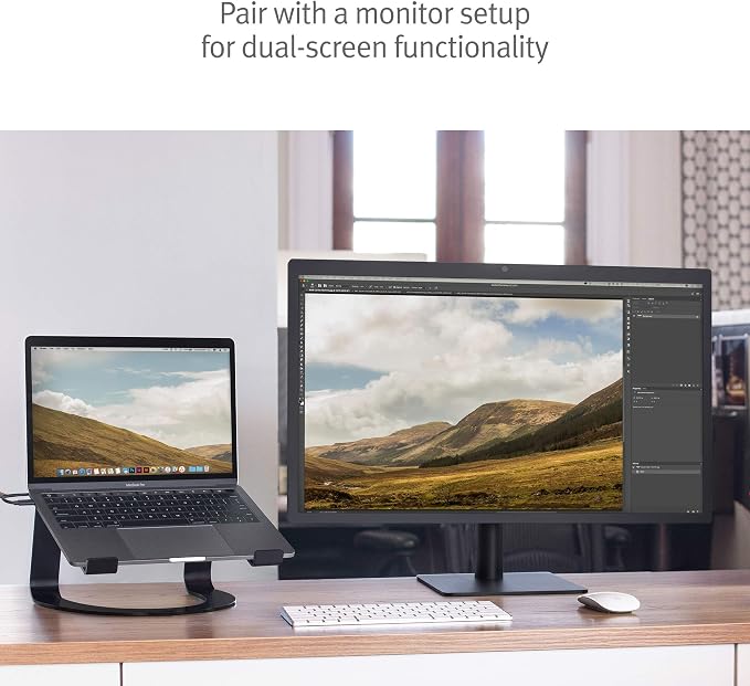 Twelve South Curve, Cooling Laptop Stand for MacBooks & Laptops,Matte Black | Elegant Desktop Stand, for MackBook & Laptops Including Neo, Lifts Screen and Camera for Better Ergonomics and Video Calls - Image 6