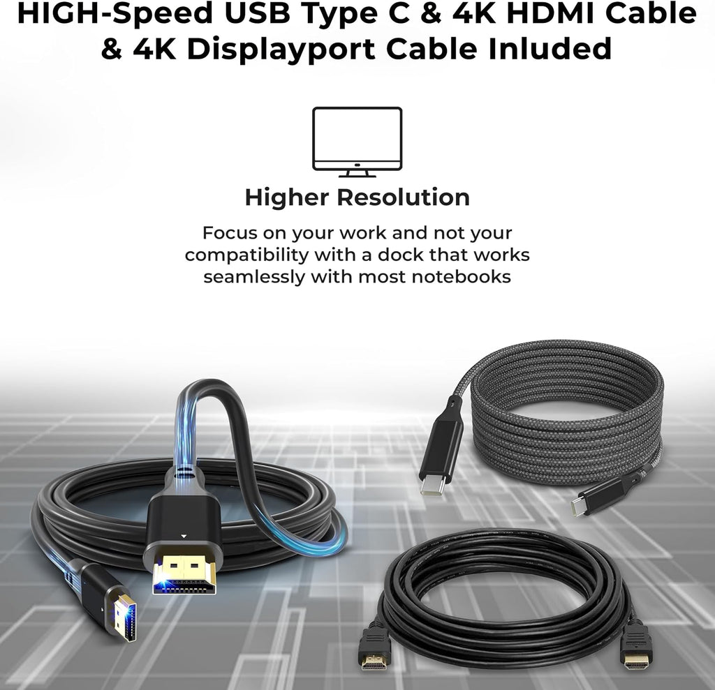 Lenovo 40AN0135US Dock 135W Bundle - Gen 2 Dual UHD 4K Display with 135W Power Adapter + 4K HDMI Cable + 4K DisplayPort Cable + Thunderbolt Cable + Microfiber Cloth - Lenovo Docking Station (Renewed) - Image 5