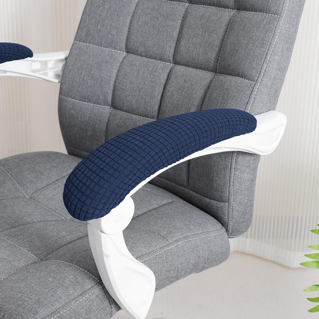 FORCHEER Office Chair Armrest Covers Stretchable Water Resistant Spandex Stretch Jacquard Elastic Band Computer Office Chair Arm Pad Covers Chair Slipcover for Desk Chairs Arm 2P-Navy Blue - Image 2
