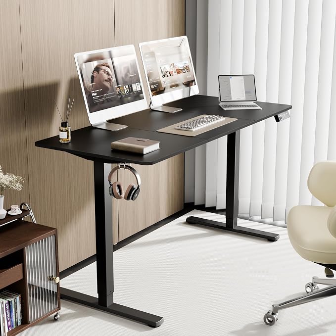 55"x24" Standing Desk, Height Adjustable Sit-Stand Home Office, Black | Electric Adjustable Standing Desk, Sit to Stand Computer Office Desk with Splice Board, Memory Preset, Lifts 28.7''-46.5" - Image 2
