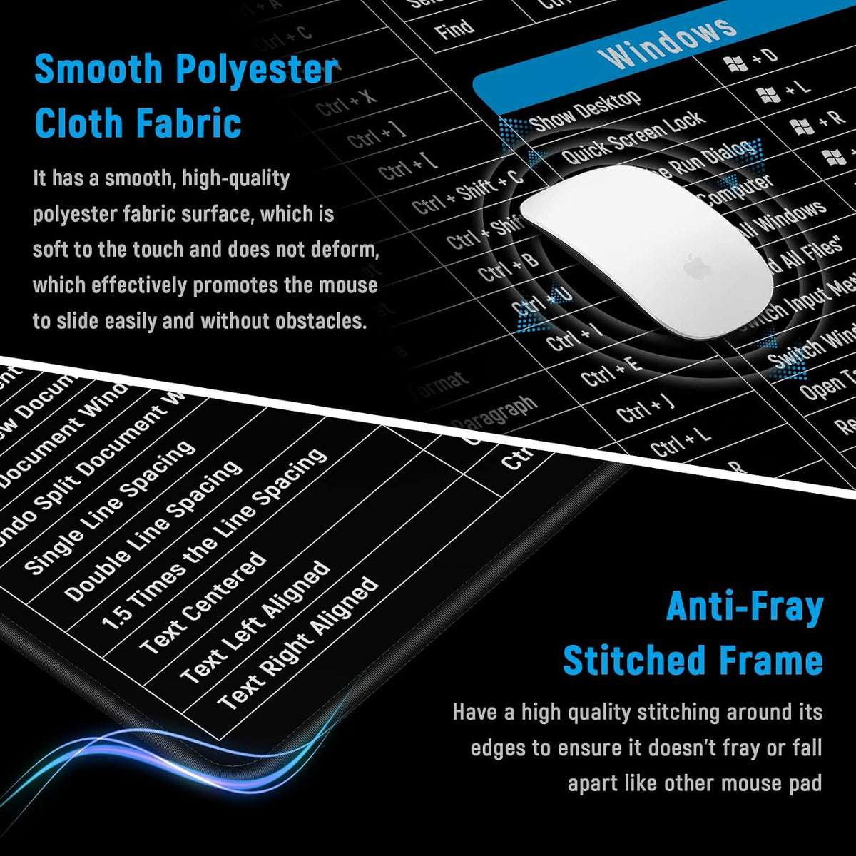 JIALONG Large Gaming Mouse Pad Desk Mat Office Software Excel Shortcuts Mousepad with Personalized Design Extended Size 35.4 X 15.7inches by Office Users - Image 3
