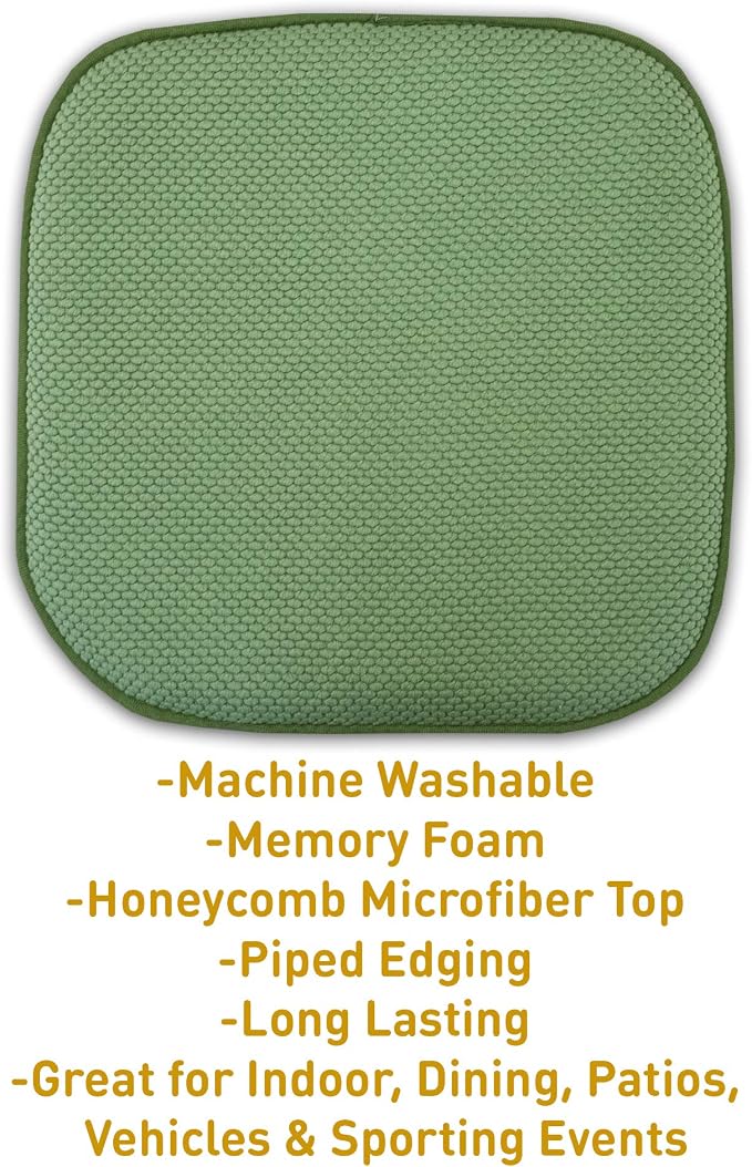 Sweet Home Collection Cushion Memory Foam Chair Pads Honeycomb Nonslip Back Seat Cover 16" x 16", 6 Pack, Green - Image 3