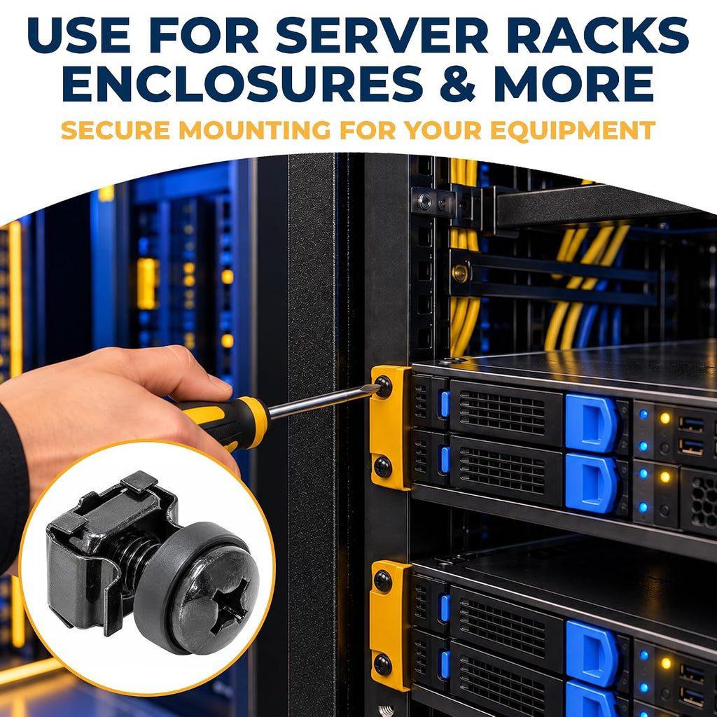 M5 Bolts Cage Nuts, Screws and Washers [Size: M5 x 19mm 50 Pack] Rack Mount Screws Hardware for use with Network and Server Rack Accessories, Routers, Cabinets and Enclosures. - Image 7