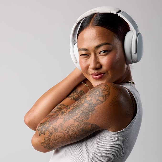 Skullcandy Crusher Evo Wireless Multi-Sensory Bass Headphones - Bone | Bluetooth, Noise Isolating Over-Ear Fit, 40 Hours Battery, Microphone, Working Out, Gym, Travel, Studying, Music - Image 4