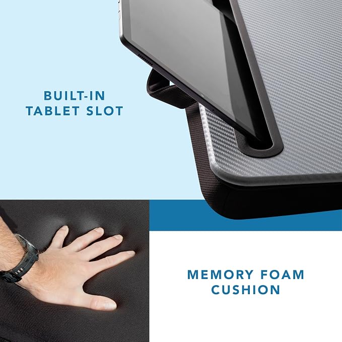 LAPGEAR Memory Foam Lap Desk - Silver Carbon, Fits 15.6” Laptops - Image 4