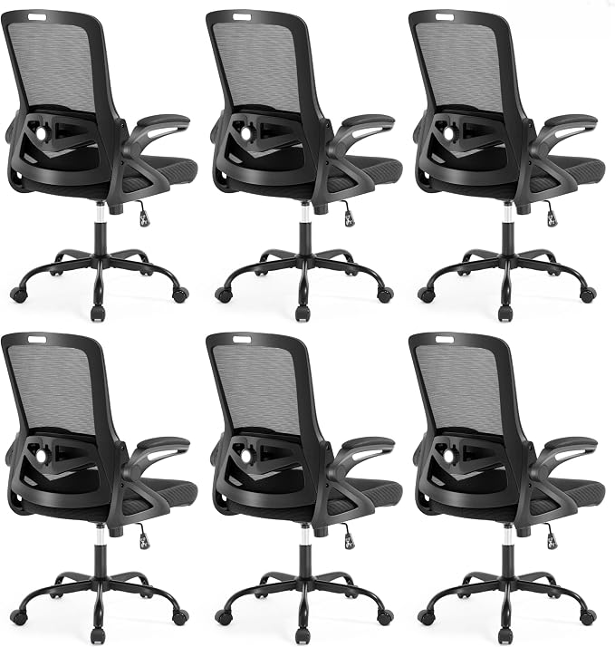 Ergonomic Office Chair Desk Chair with Adjustable Lumbar Support | Mesh Computer Chair Home Office Desk Chair with Flip-up Armrests Executive Task Chair Comfy Mesh Gaming Chair (6Pcs) by NexthroOfficeChair