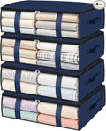 StorageRight Under Bed Storage Bags, 4 Pack, 40L, Blue | Breathable Non-Woven Fabric with a Clear Window and Zippered Top for Clothes, Comforters, Blankets and Seasonal Storage by StorageRight