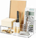 HBlife Acrylic Desk Organizer with Drawer, Pen & Pencil Holder, Multifunctional Desktop Caddy for Office Supply and Organization (Clear) by HBlife