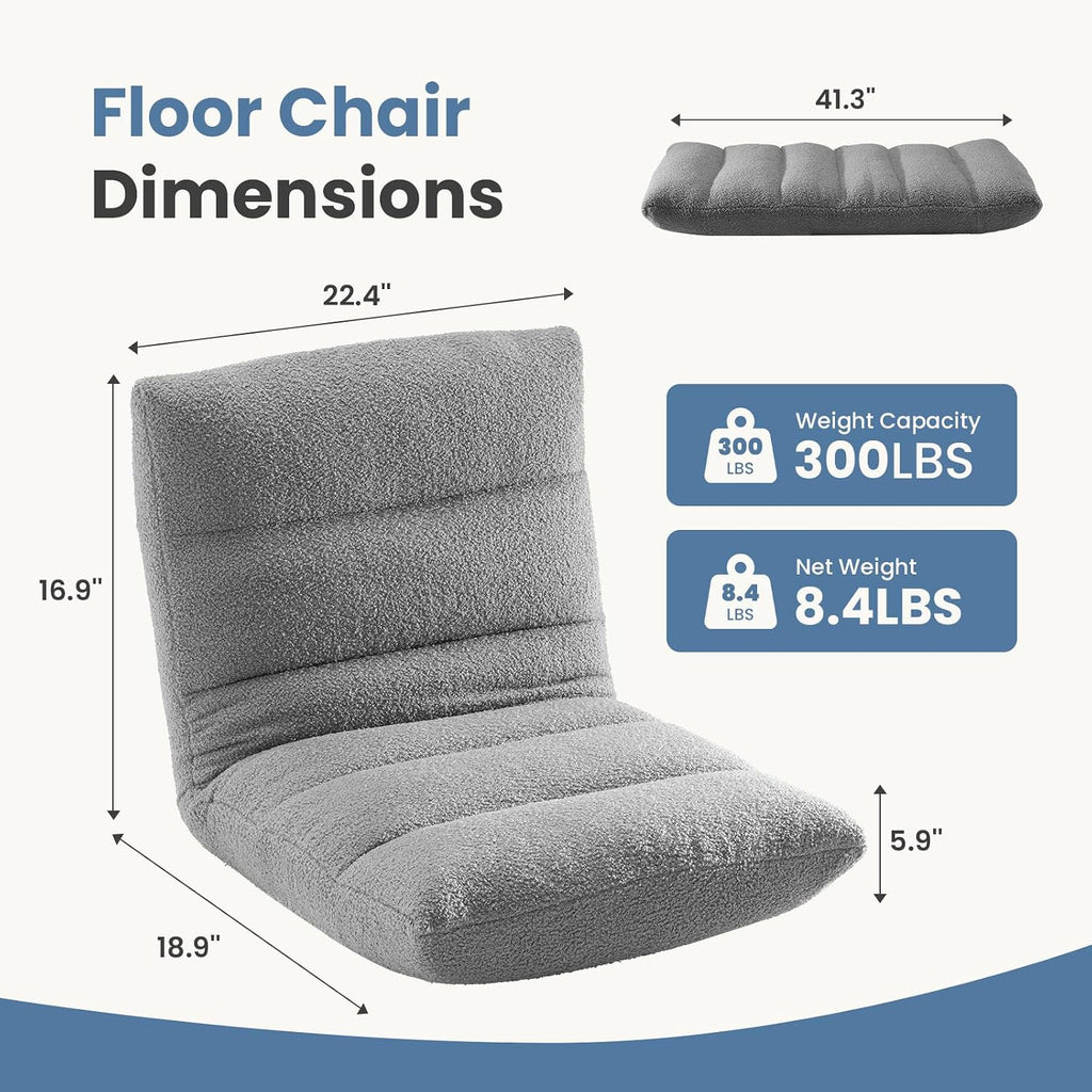 DUMOS Folding Floor Chair, 14-Position Adjustable Backrest Floor Seating - Image 3
