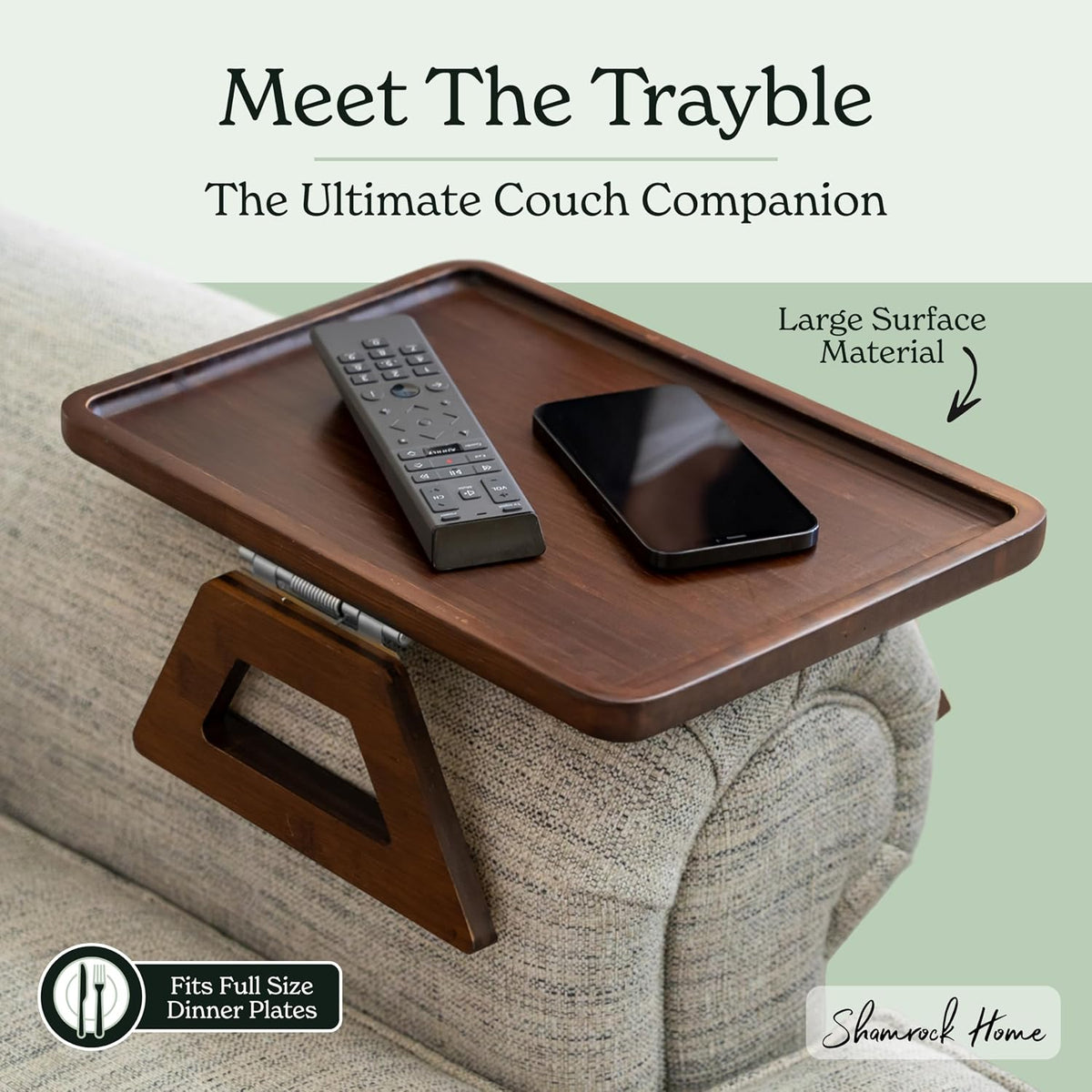 Trayble Couch Arm Table - Rosewood - Image 2