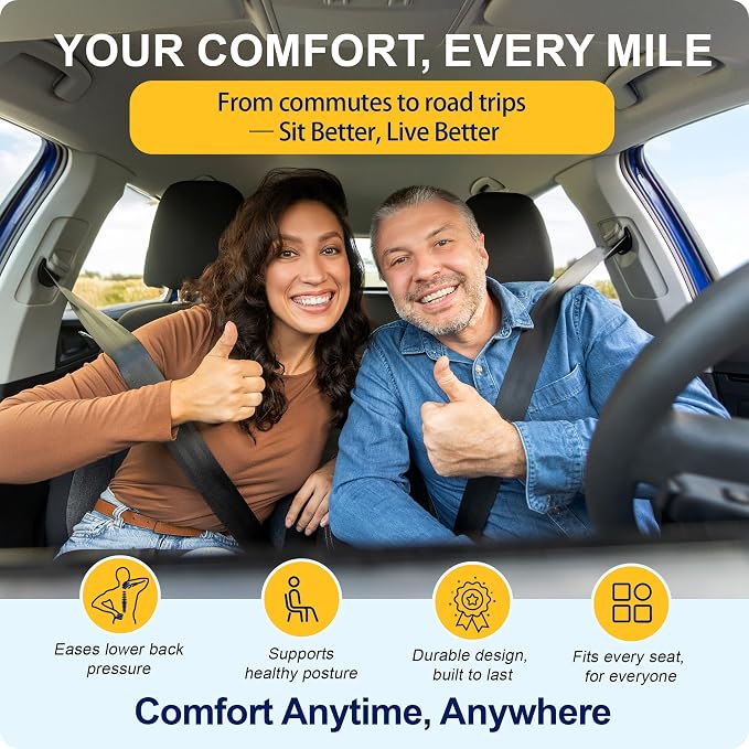 kingphenix Memory Foam Car Seat Cushion for Driving Comfort and Office Use | Coccyx & Lower Back Pressure Relief, Non-Slip 4D Mesh Seat Cushion for Cars, Trucks, SUVs, Long Drives & Office Chairs, Gray - Image 8