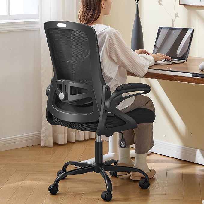 Ergonomic Office Chair Desk Chair with Adjustable Lumbar Support | Mesh Computer Chair Home Office Desk Chair with Flip-up Armrests Executive Task Chair Comfy Mesh Gaming Chair (6Pcs) - Image 9