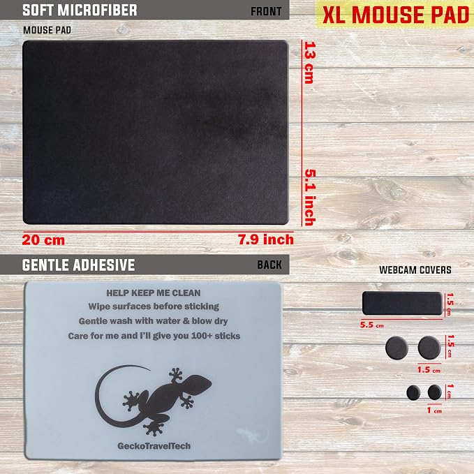 Adhesive Bottom Mouse Pad - Peel and Sticks to Any Surface - Portable - Travel Large Size (XL -Blank- Black) - Image 4