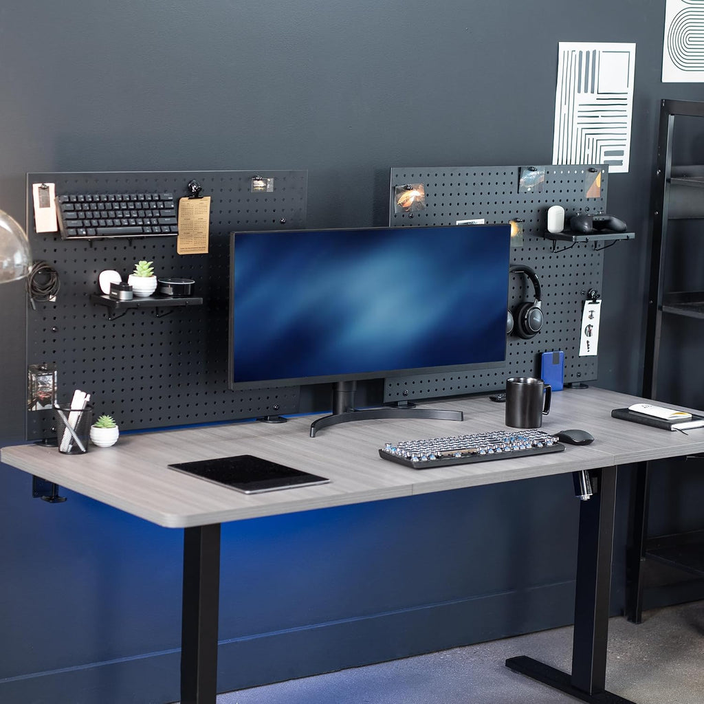 VIVO Black Clamp-on 60 x 24 inch Desk Pegboard, PP-DK30B-2 - Image 2