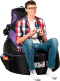 Gaming Bean Bag Chair Cover for Adults, High Back, Large Pockets, Purple by Throne Boss
