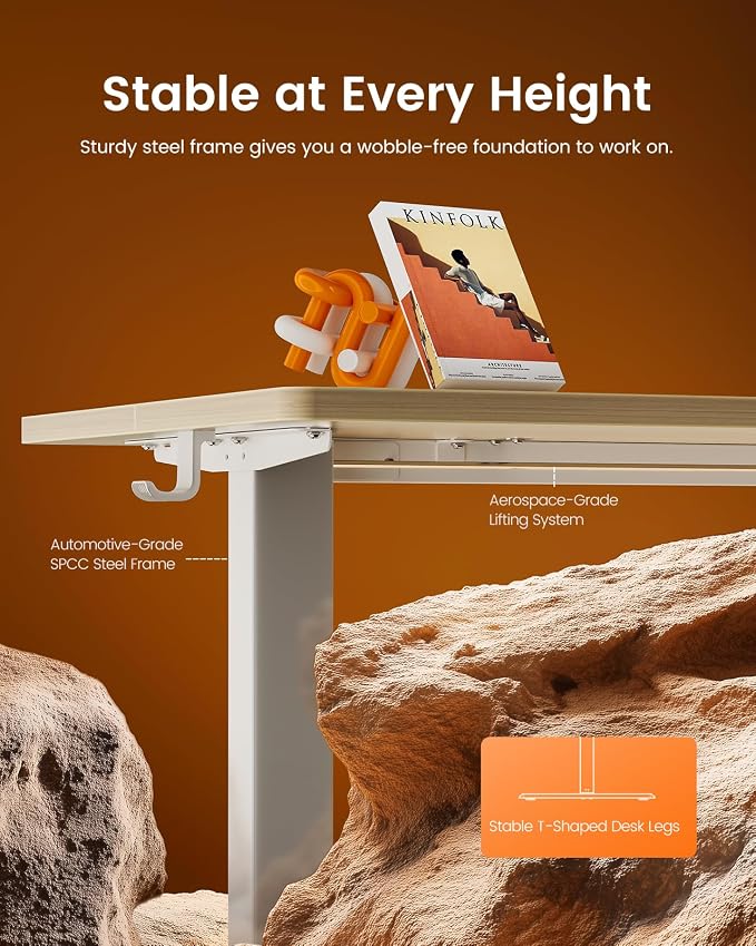 ErGear Height Adjustable Electric Standing Desk, 32 x 19 Inches Sit Stand up Desk, Memory Computer Home Office Desk, Natural - Image 5